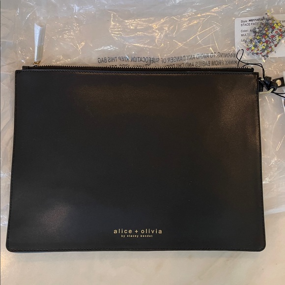 Alice+Olivia Stace Face Large Zip Pouch w/ Multicolor Wristlet NWT Pristine - Picture 7 of 13